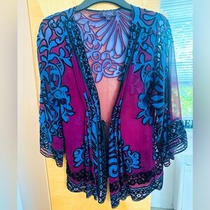 Gorgeous Hale Bob open cover up wear over a tank /turtleneck /black body dress